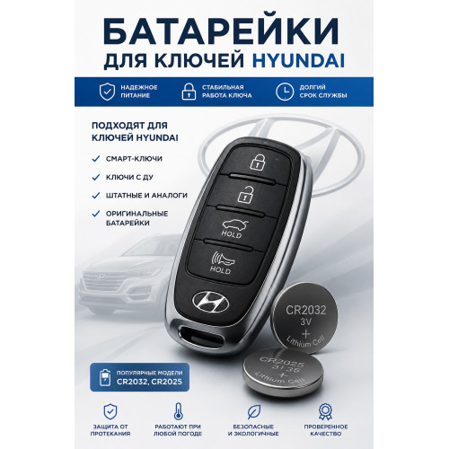 Батарейка в ключ Hyundai Accent (Хендай Акцент)