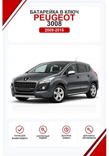 Батарейки в ключ Peugeot 3008 (Пежо )