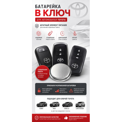 Батарейка в ключ Toyota Hilux Surf (Тойота Хайлюкс Сурф)