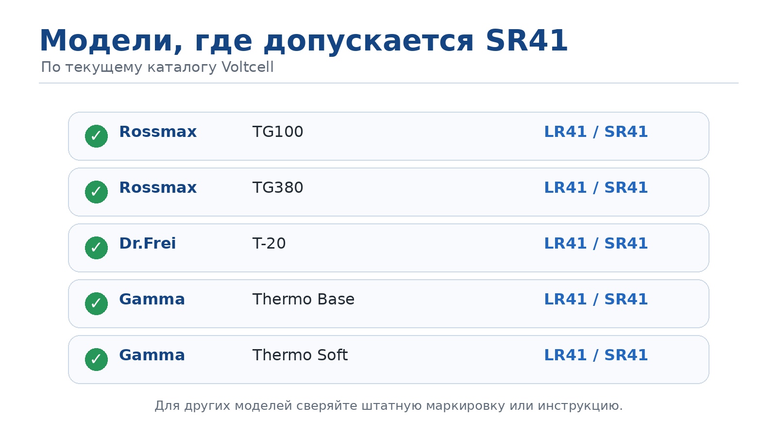 Модели термометров, где в совместимости указана SR41